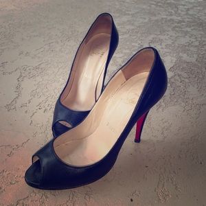 Leather Christian Louboutin Black Peep Toe Pumps
